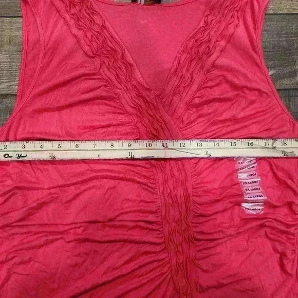 GRACE ELEMENTS tank SLEEVELESS ruffle front Top XXL 2XL NEW WITH TAGS - Picture 5 of 6